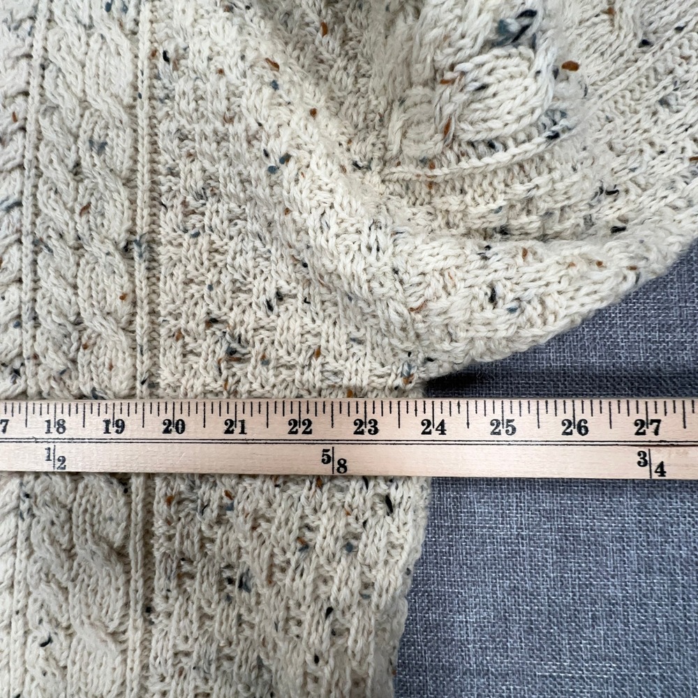 Carraig Donn Aran Sweater Womens XL Cream Wool Cable Knit Fisherman Ireland Made - Picture 6 of 7